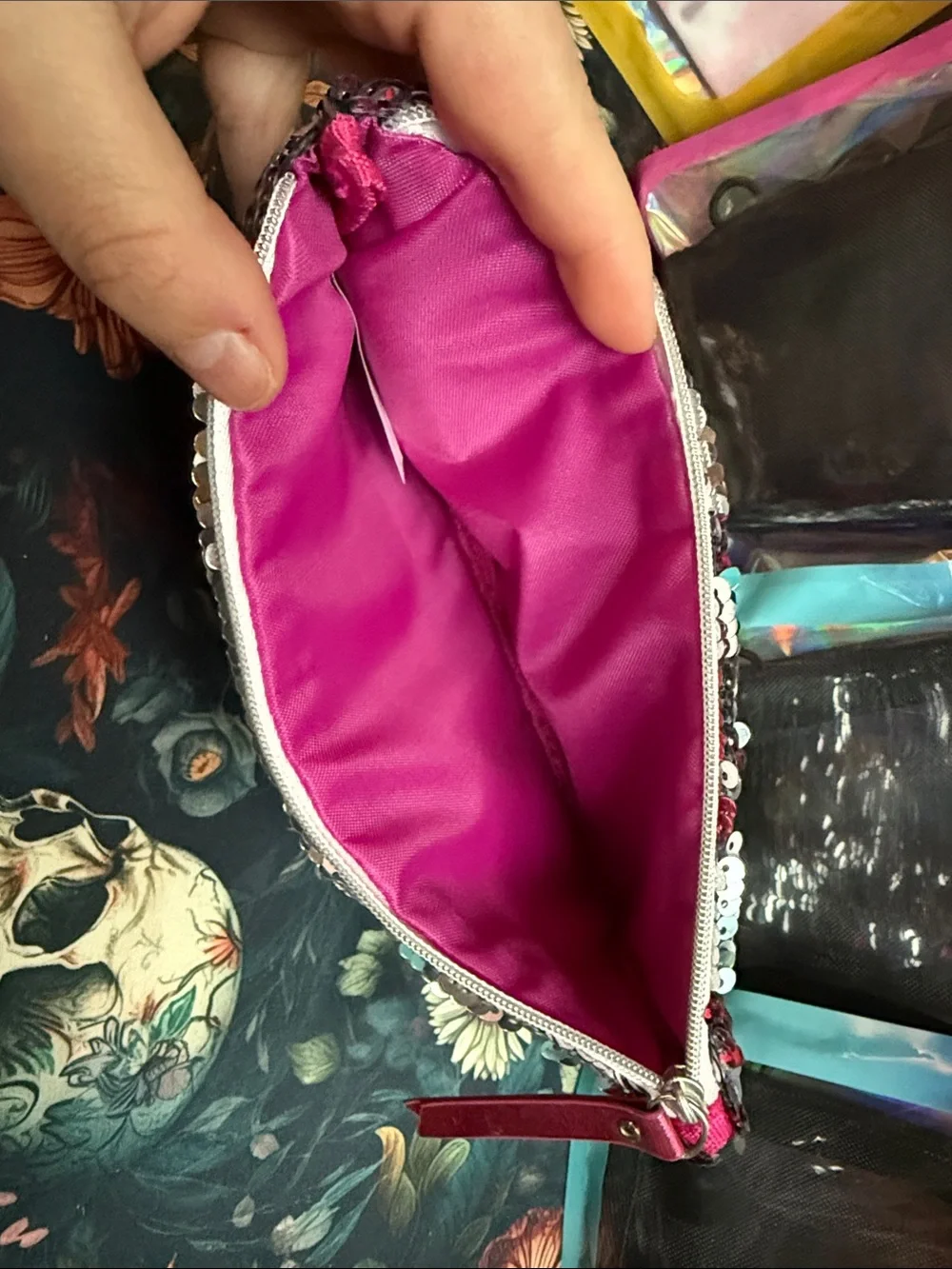 Sequin reversible pink/silver unicorn pouch